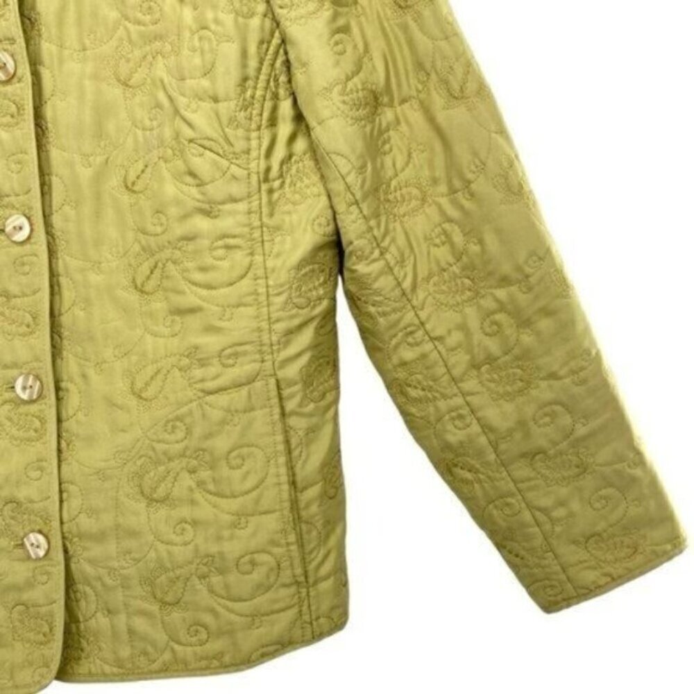 J. Jill Green Silk Embroidered Lightweight Jacket Coat - Picture 3 of 14